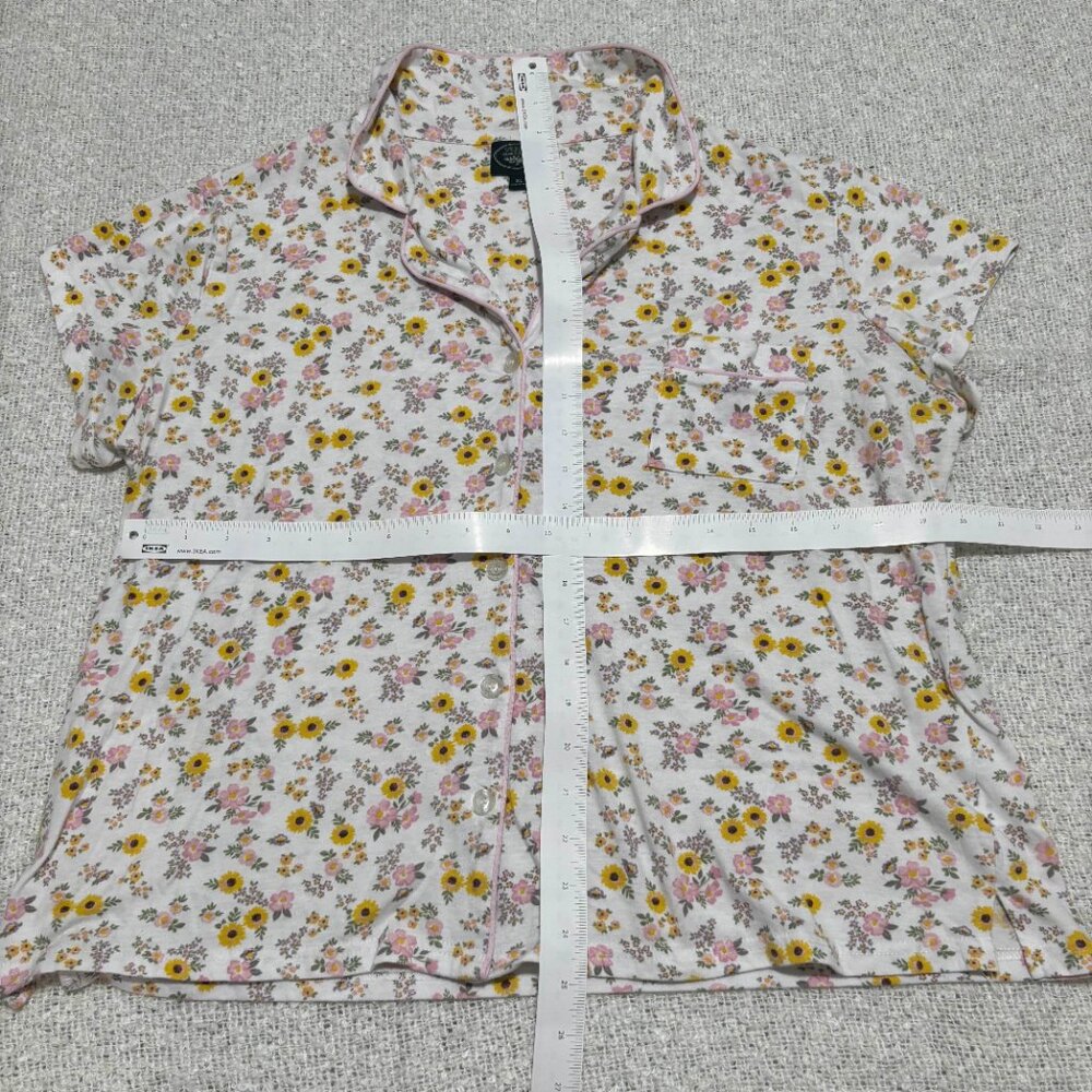 laura ashley white floral pajama set‎ shorts & top cottagecore coquette collar - Picture 7 of 9